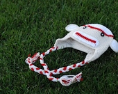 SALE: Sock Monkey Hat Red & Beige - Available to ship now (Small - XLarge)