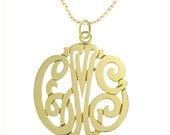Personalized Initials pendant Small (Order Any Initials) - Sterling Silver & 24K Gold