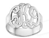 Designer Personalized Initials Ring (Order Any Name) - Sterling Silver