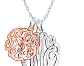 Personalized Couples Monogram 1"(Order Any Initials) - Sterling Silver & Rose Gold