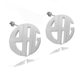 Personalized Handmade Monogram Earrings 1"(order any initials) - Sterling Silver