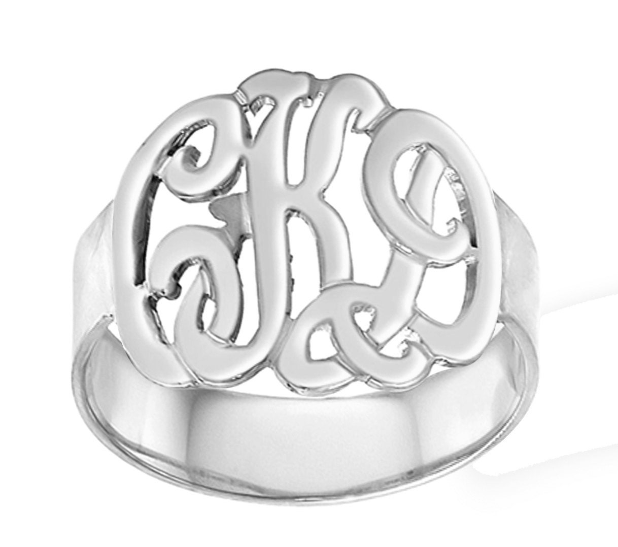 Designer Personalized Initials Ring (Order Any Name) - Sterling Silver