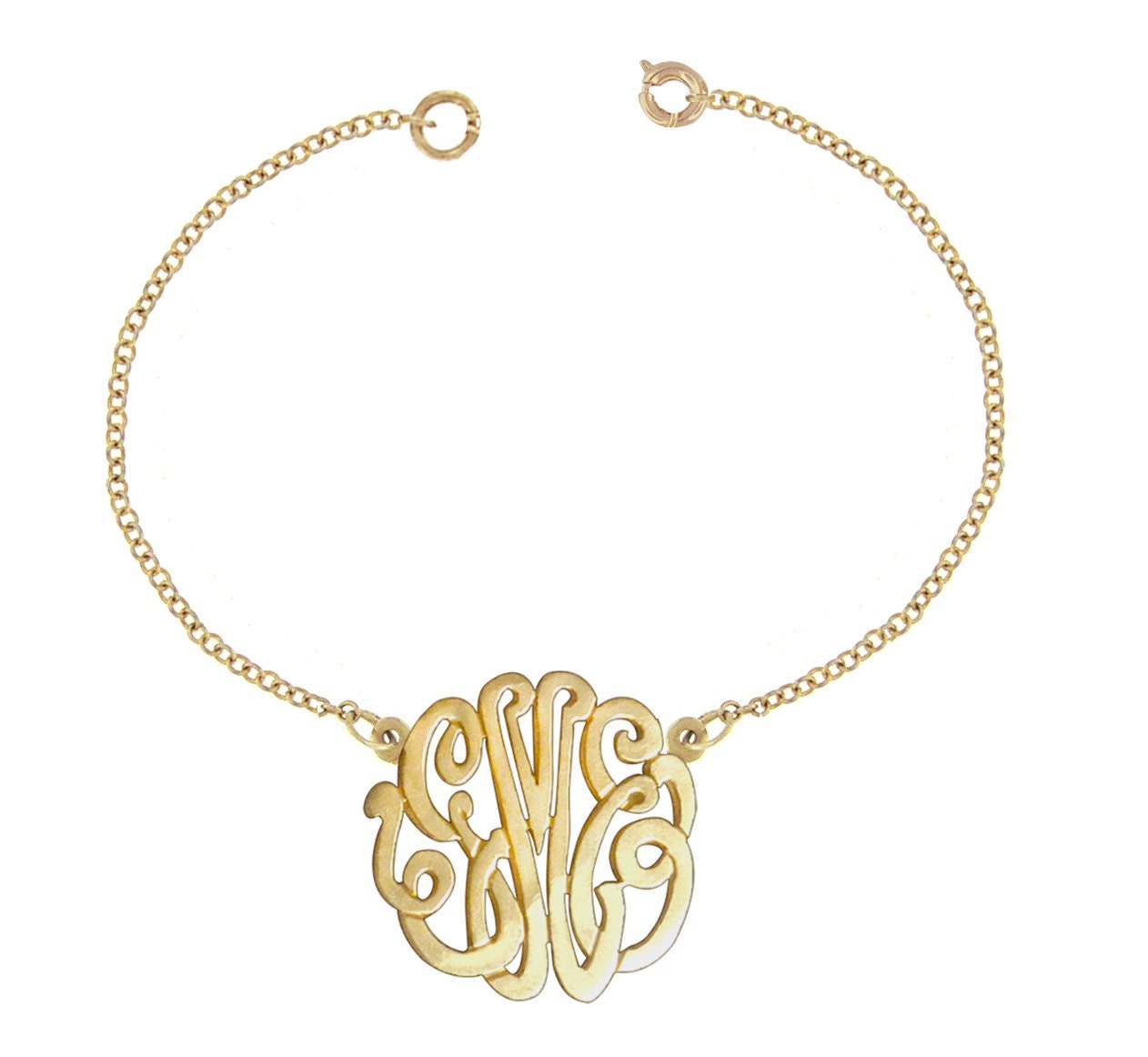 Designer Personalized Initial Bracelet (Order Any Initials) - Sterling Silver and 24K yellow Gold