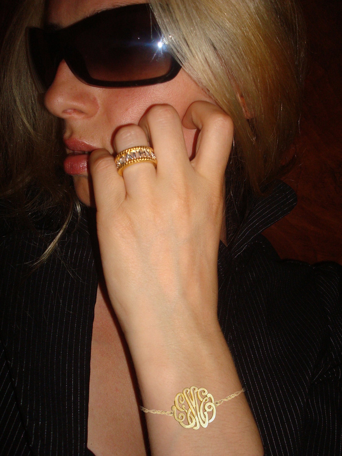Monogram Bracelet Sterling Silver w/ 24k Gold Overlay (Personalize It with Your Initials)