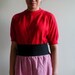 Red Mock Neck Knit SHORT SLEEVE SWEATER Top Zipper