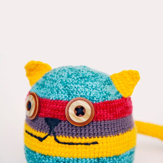 Crochet cat, baby organic toy, rattle, baby shower gift, amigurumi toy Organic toy