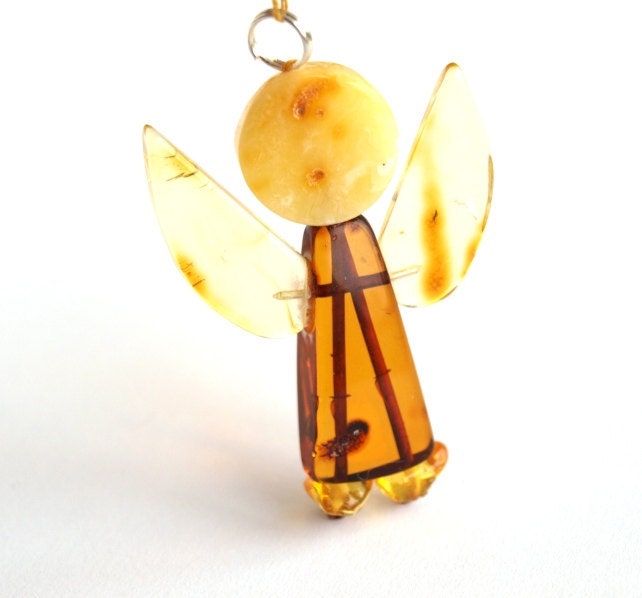 Wonderful gift of baptism occasion - Hand made Baltic amber Guardian Angel