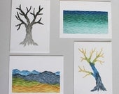 Instant Art Collection: YOUR CHOICE of A Set of Four Small Giclee Prints of Original Artwork by Keely Finnegan