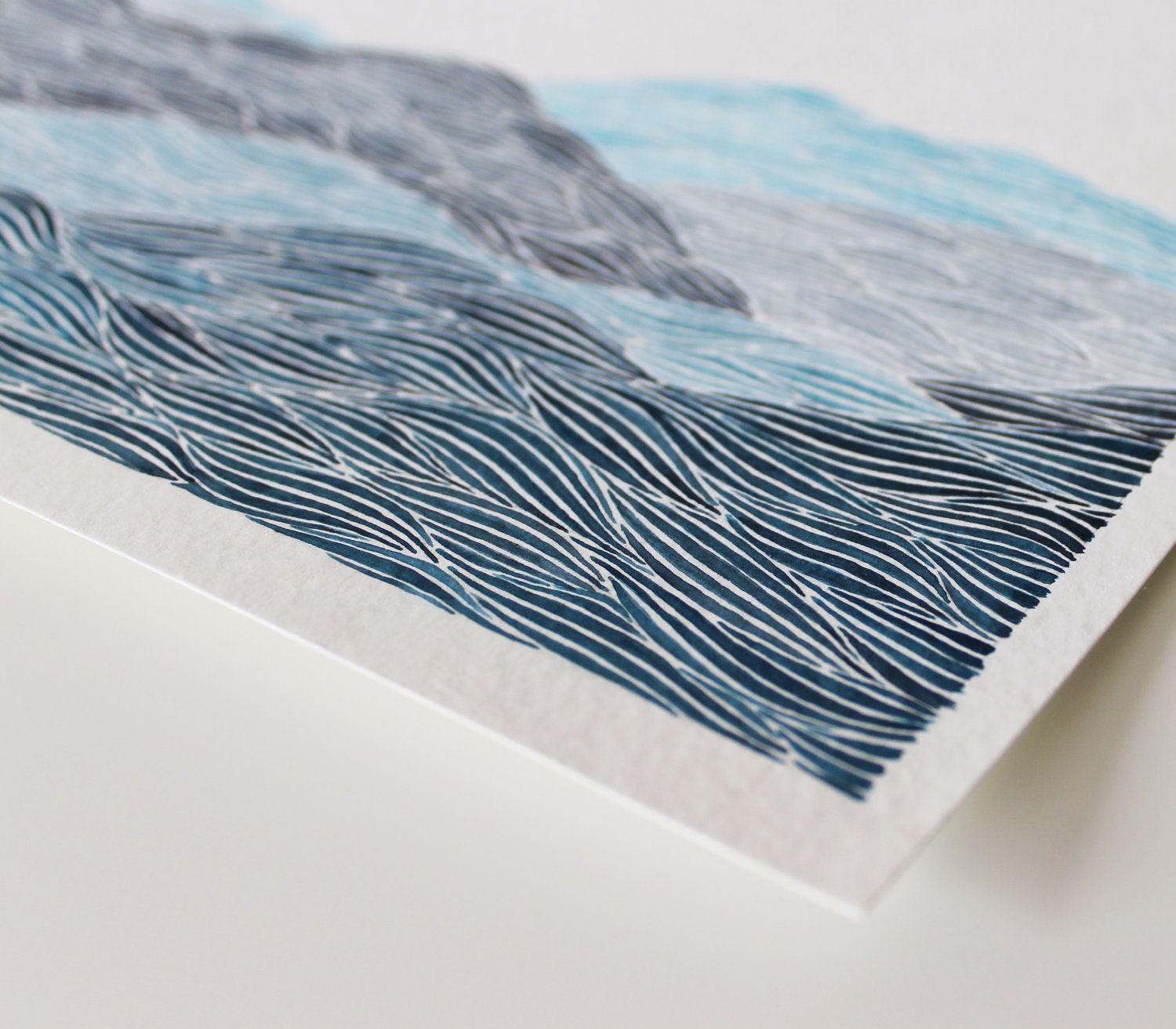 Blue Ridge Mountains I, Original Watercolor Painting, Blue and Grey Landscape by Keely Finnegan