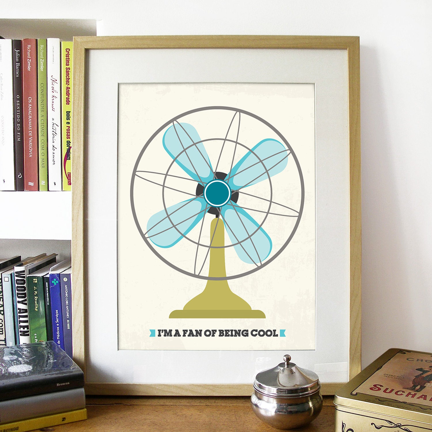 Poster Mid century Art design inspired Fans - Cool Typography and illustration Print  -  Mid century Fans - A3 poster size - vintage retro