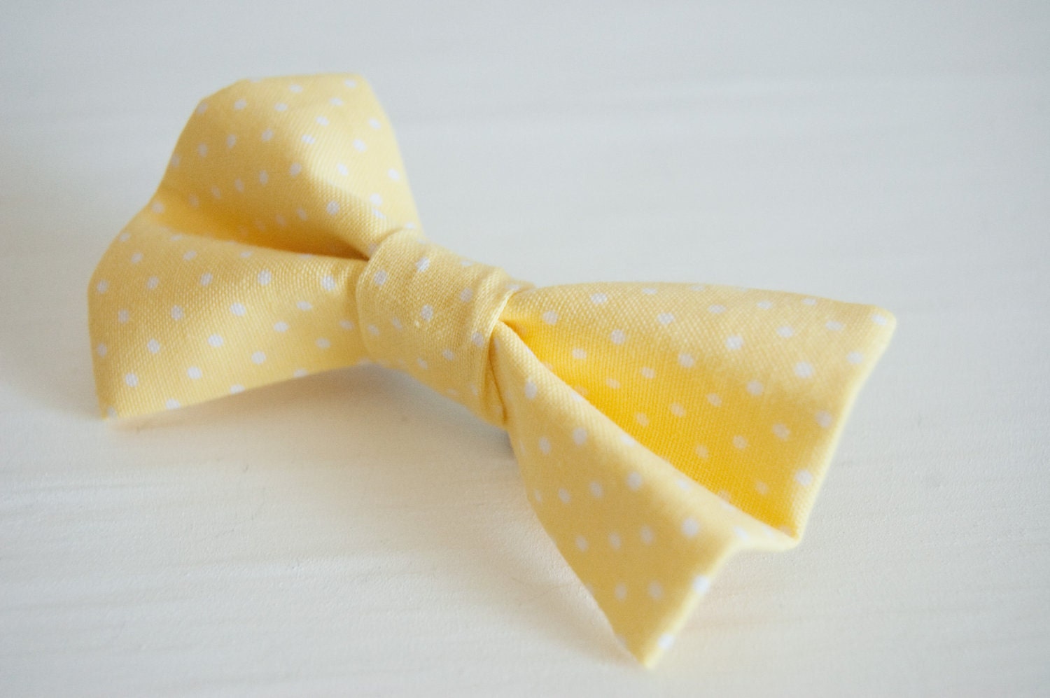 Little Boy Clip On Bow Tie / Yellow Polka Dot Bow Tie