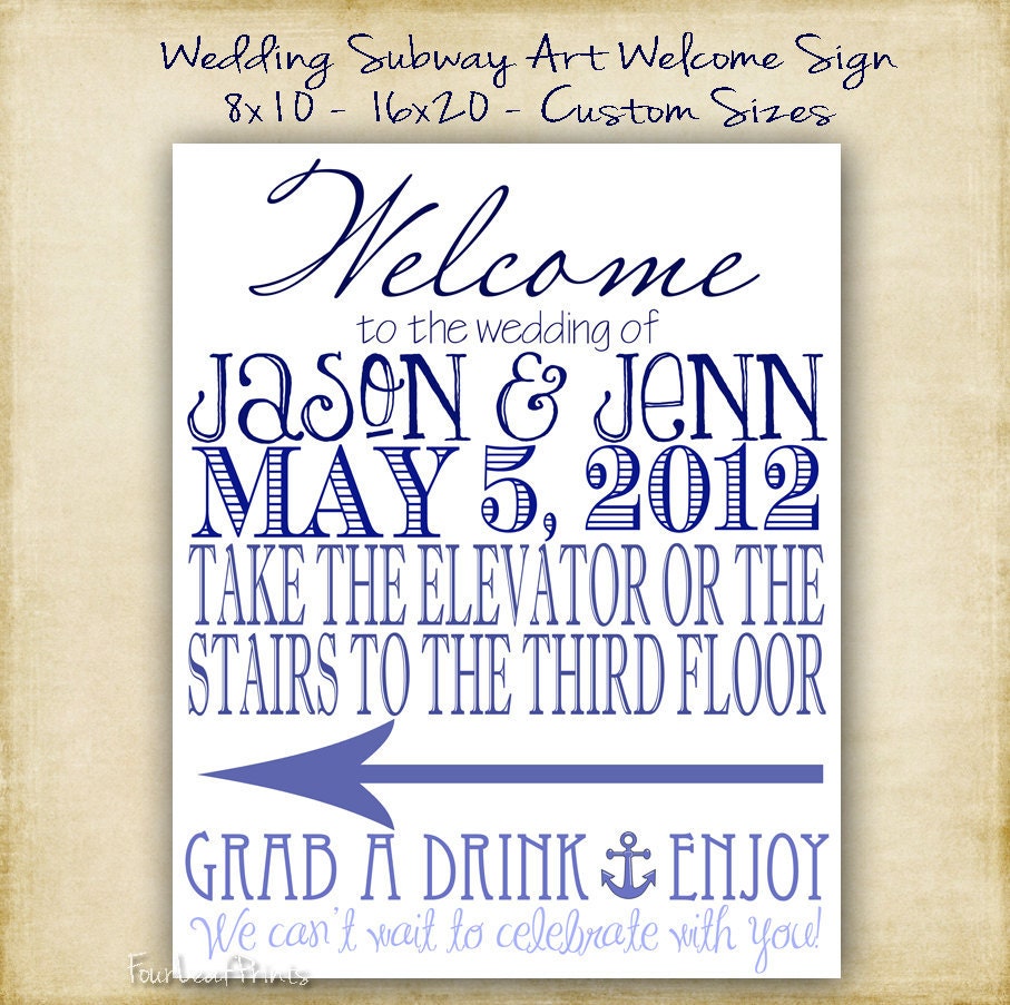 Ombre Colored - Poster Style Wedding Ceremony Welcome Sign - Sign Guest Book - 8x10 or Any Size & Color Available