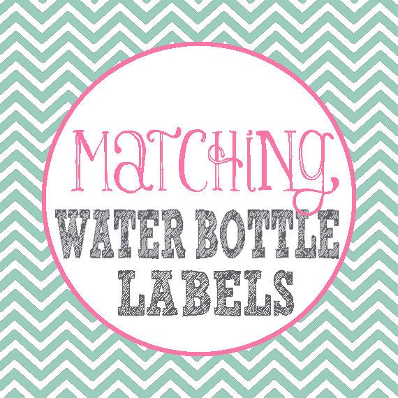 Matching Water Bottle Labels - Printable  DIY - Made to Match Any Design In Shop