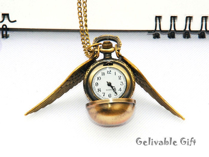 Harry Potter  Pocket WATCH Necklace, Flying Golden Snitch for Flame Cup NWH01