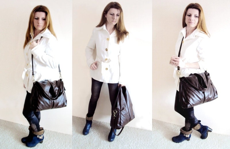 Dark Brown Leather Hobo Bag, Shoulder Bag, Messenger Bag, Everyday Bag, Carry All Bag, Chocolate Brown