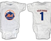 Baseball New York Mets ONESIE with custom name. Baby/Toddler sizes.