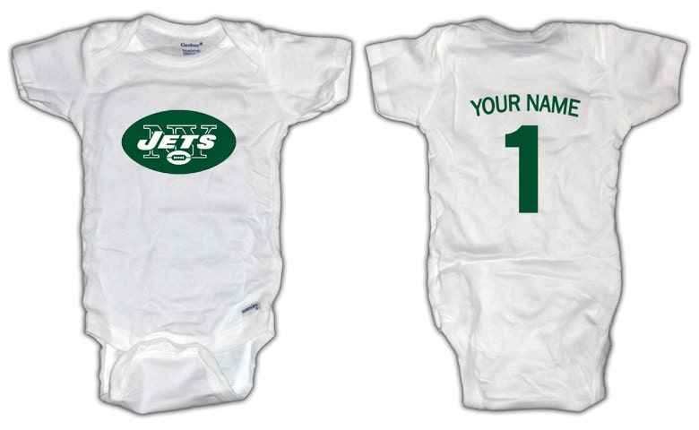 Football New York NY Jets ONESIE with custom name. Baby/Toddler sizes.