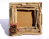 SALE Handmade Natural Rustic Primitive Country Photo Frame with Driftwood and Pine