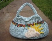 Cute Crochet Bag/ Purse 'Over The Rainbow' with Cloud and Sunshine Motif