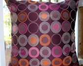 Decorative Pillow Cover - 16 x 16 Purple Plum Pink Grey Orange Pillow Cover- Throw Pillow - Purple Geometric Pillow