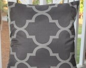 Decorative Pillow Cover -  22x22 Grey Quatrefoil Moroccan Pillow Covers - Trellis Pattern Throw Pillow Cover
