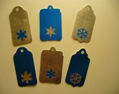 Snowflake Gift Tags / Set of 6 / Blue and Silver