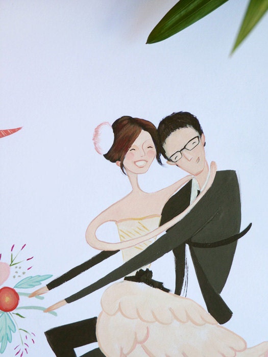 Custom Wedding Portrait 8"x10" - Modern, Mint Bike, Vintage inspired
