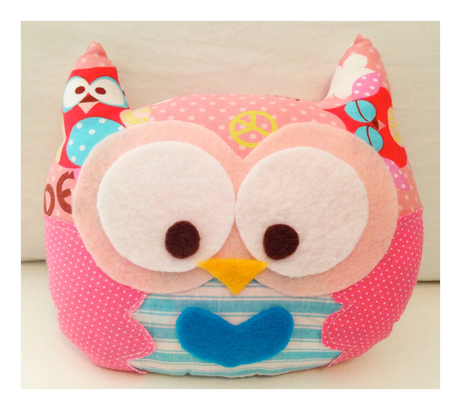Pink Peace Mini Owl Stuffie