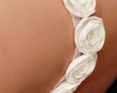 Grace-5 Satin Flowers on a Stretch Lace Band Garter Set