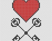 Heart of Arms Printable Cross Stitch Pattern ( Printable PDF ) - Immediate Download from Etsy - Red Love Unique Needle Craft