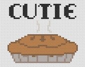 Cutie Pie Cross Stitch Pattern (Printable PDF) - Immediate Download from Etsy - Cute Sweetie Pie Love Valentine or Anniversary