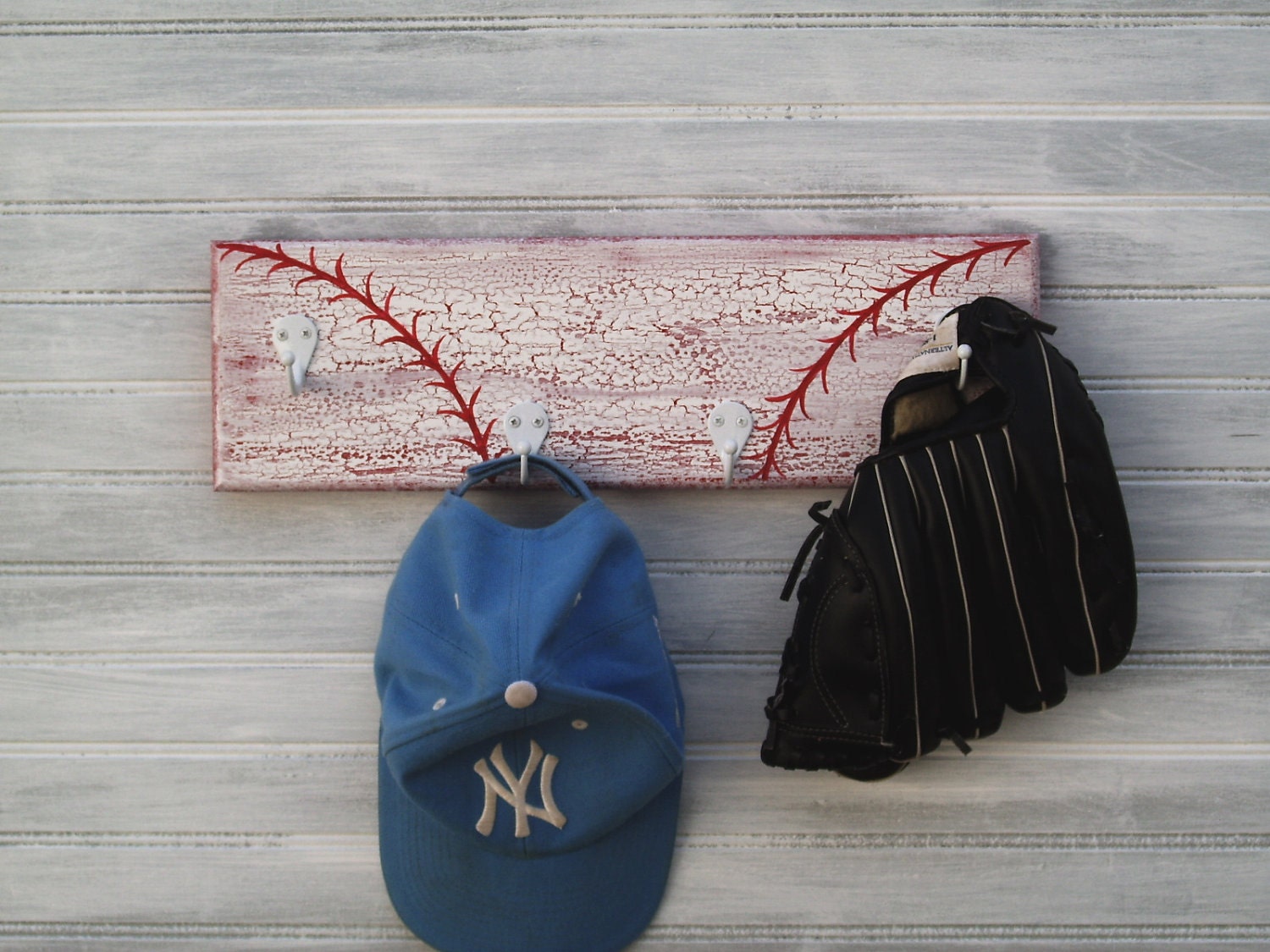 Baseball Softball Player Hanger 4 Hook Rack Back To School Kids Room Decor Handpainted Custom Team Color Personalized Name Number