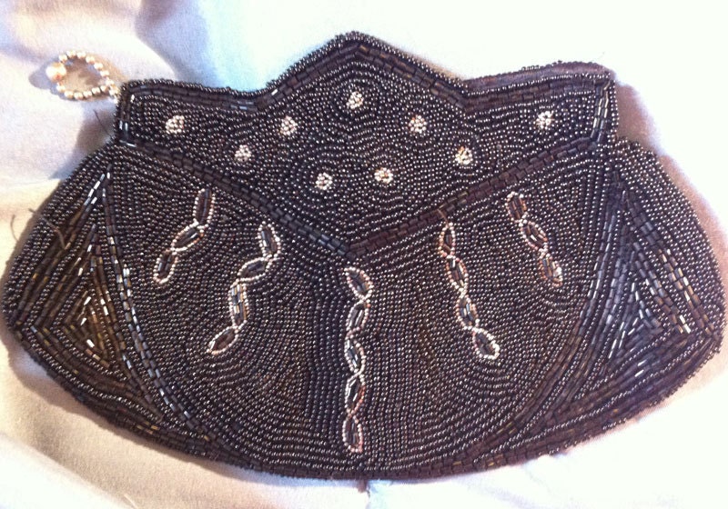 Black Beaded Flapper Clutch: Made in Belgium