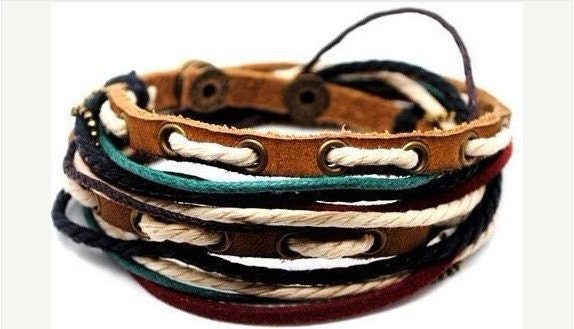 Jewelry bangle leather bracelet leather cuff bracelet hemp ropes cuff woven bracelet women leather bracelet mother's day gift  sh-1764