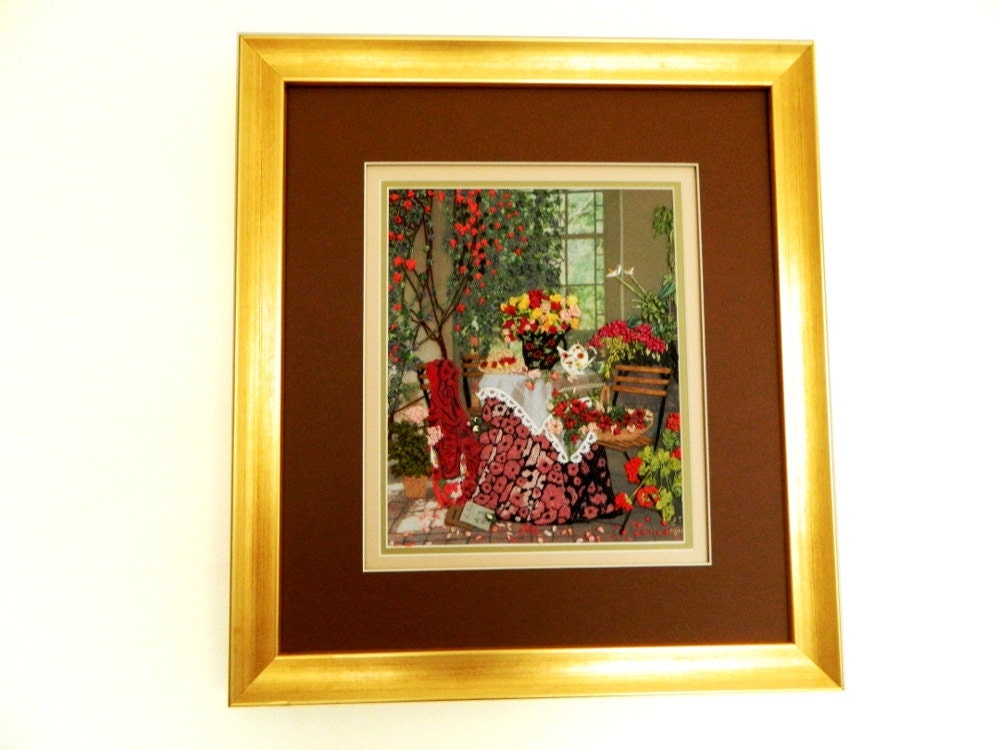 Fabric Wall Hanging Sunroom still life embroidery wall decor