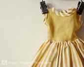 Yellow Doll Dress Nursery - Fine Art Photography - 5 x 7 print - Retro 50s Mustard Pinstripe Dress - "Mustard Stripe Dress"