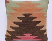 HANDWOVEN Traditional Turkish Kilim Pillow Cover  16" X 16",Tribal Pillow,Vintage Kilim Pillow