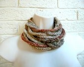 Brown, Cream, and Red Icord String Scarf