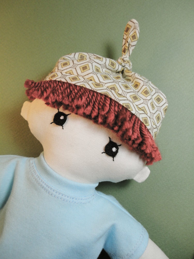 Rag doll - boy doll - cloth doll with knotted hat