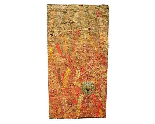 Small Oil Encaustic painting and Assemblage on Reclaimed Wood. "Trace 3"