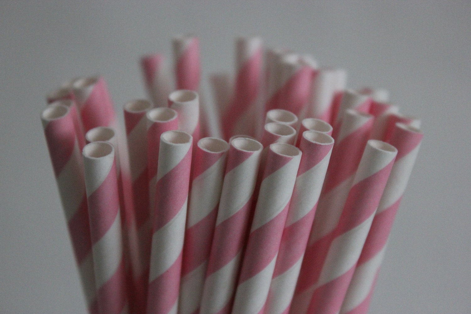 75 Cotton Candy Pink Striped Paper Straws and Printable Flag Toppers