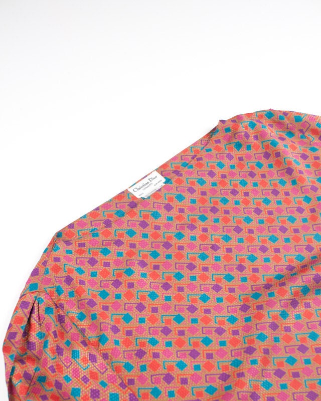 Vintage 90's Christian Dior Geometric Long-Sleeve Blouse