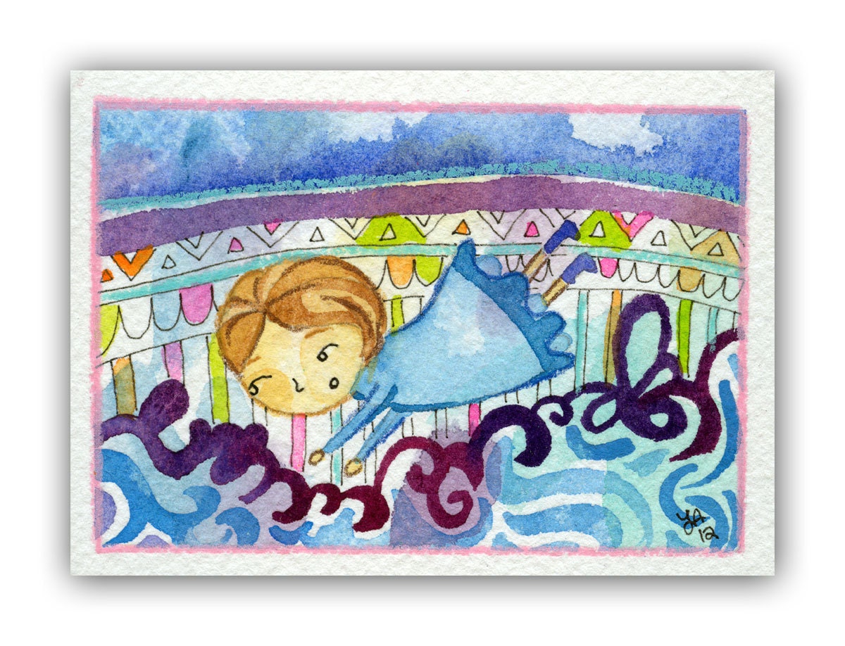 In One Piece - Original ACEO painting watercolor Lauren Alexander