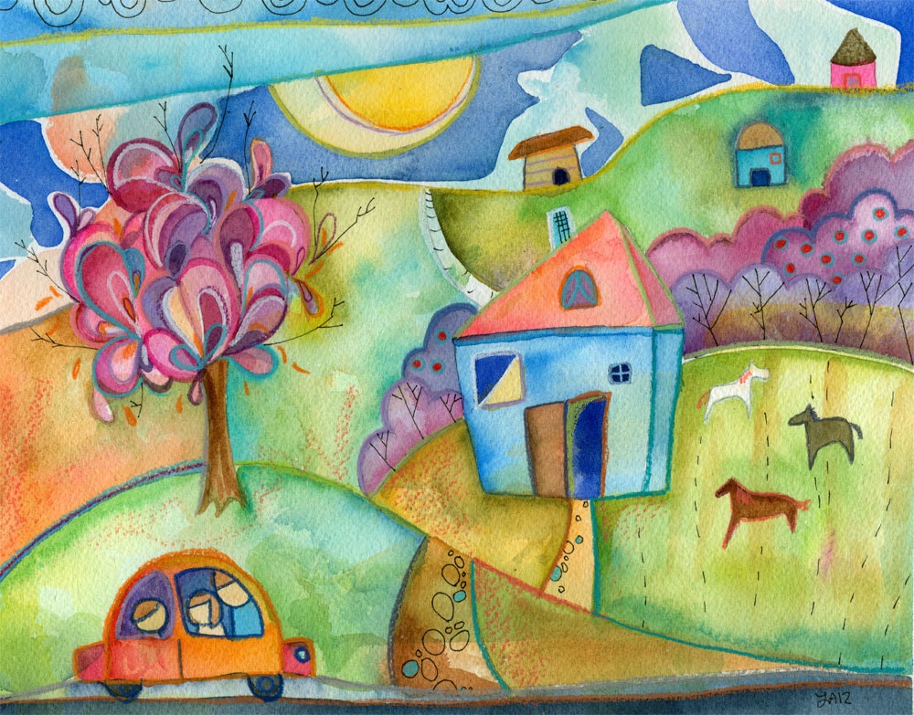 Pastoral - Original Watercolor Painting Lauren Alexander 8x10