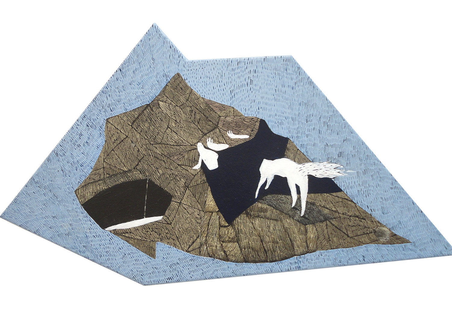 ORIGINAL PAINTING "If you dont go out in the woods nothing will ever happen and your life will never begin."- unique polygonal frame
