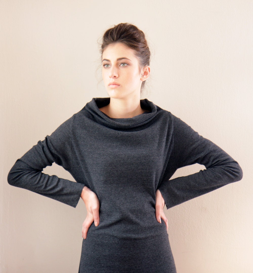 Winter long sleeve dress, Gray Women Dress