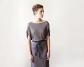 Gray Summer Dress, Short Sleeved Dress