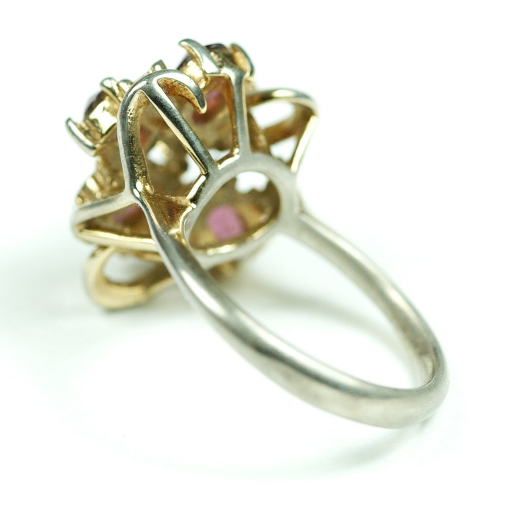 Vintage Amethyst 14k Gold Electroplate Cluster Ring