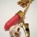 Gold Tibeten Orange Carnelian Stone Skull Necklace.