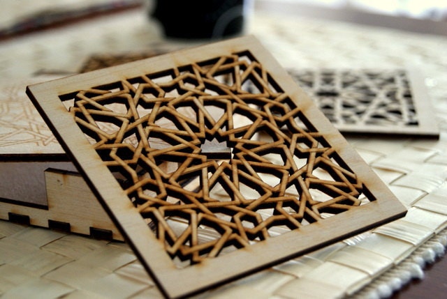Wood Coasters - Islamic Geometric Pattern